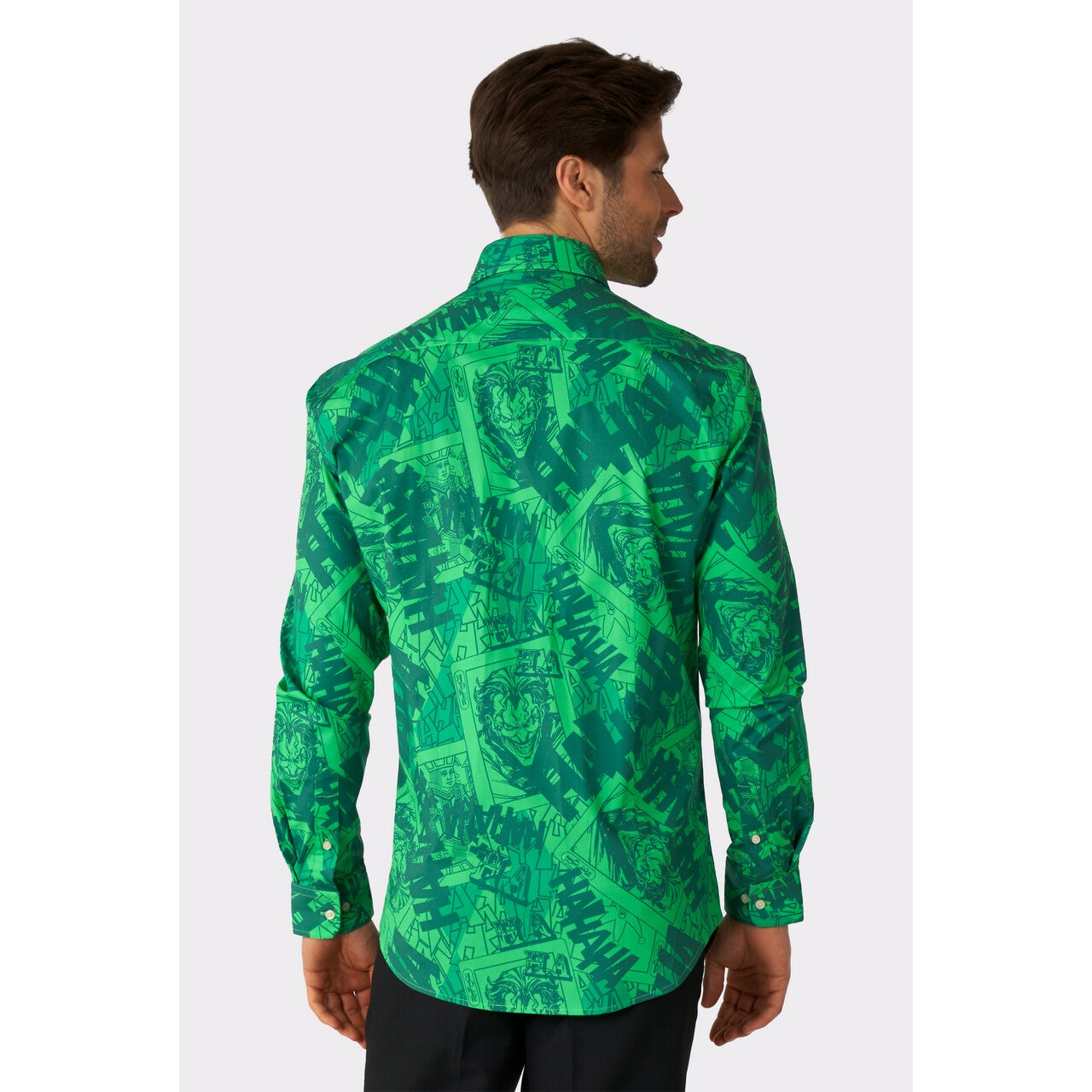 Op deze afbeelding zie je een Kostuums, van het merk Opposuits. Why So Serious The Joker™ Groen Blouse Man