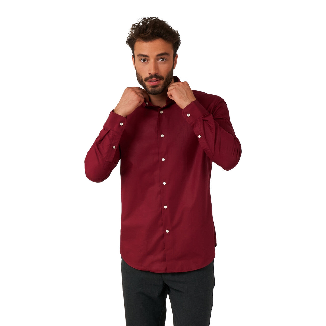 Op deze afbeelding zie je een Kostuums, van het merk Opposuits. Luxe Wijn Rood Overhemd Man