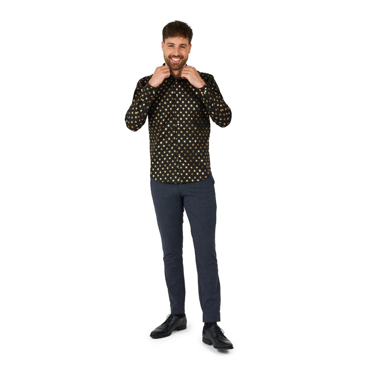 Op deze afbeelding zie je een Kostuums, van het merk Opposuits. Shiny Polka Star Night Overhemd Man