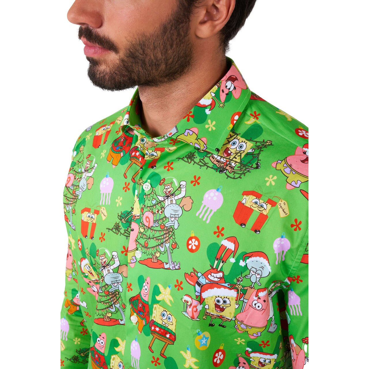Op deze afbeelding zie je een Kostuums, van het merk Opposuits. Shirt Ls Spongebob™ Christmas Man