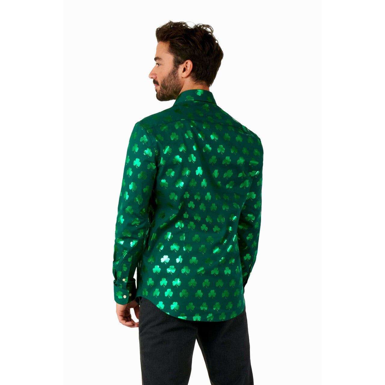 Op deze afbeelding zie je een Kostuums, van het merk Opposuits. Shiny Shamrock Man