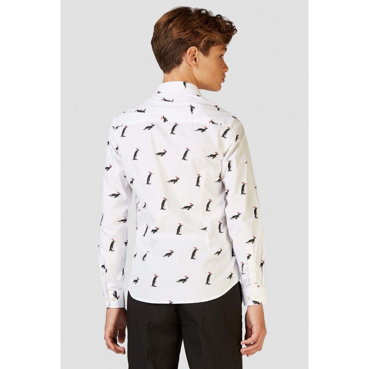 Op deze afbeelding zie je een Kostuums, van het merk Opposuits. Witte Emperor Christmas Penguins Blouse Jongen