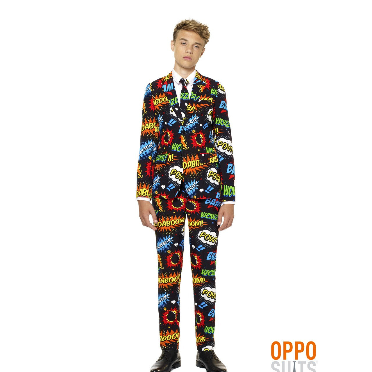 Op deze afbeelding zie je een Kostuums, van het merk Opposuits. Comic Badaboom Opposuit Teen Jongen Kostuum