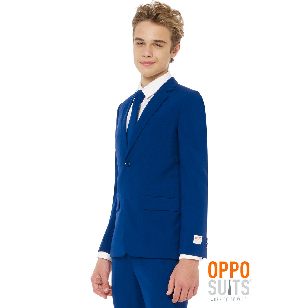 Op deze afbeelding zie je een Kostuums, van het merk Opposuits. Koninklijk Marine Blauw Navy Tiener Pak, 3delig Jongen