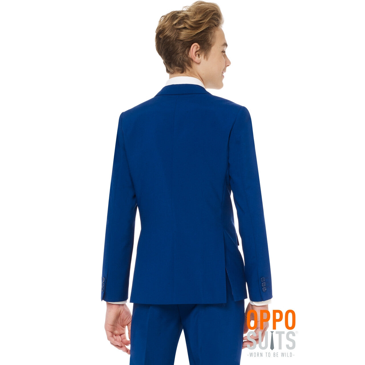 Op deze afbeelding zie je een Kostuums, van het merk Opposuits. Koninklijk Marine Blauw Navy Tiener Pak, 3delig Jongen