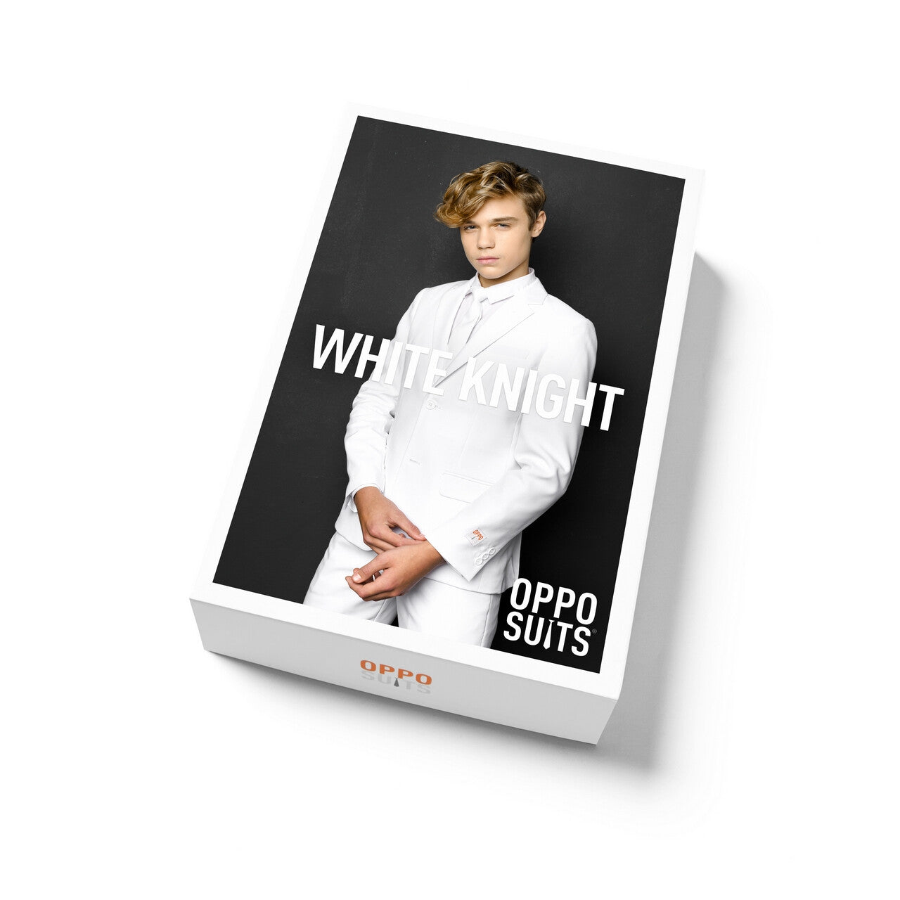 Op deze afbeelding zie je een Kostuums, van het merk Opposuits. Helemaal Wit Solid White Tiener Jongen Kostuum