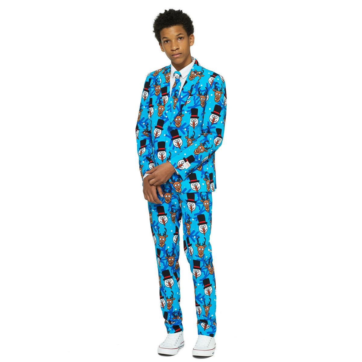 Op deze afbeelding zie je een Kostuums, van het merk Opposuits. Kerst Cartoon Winter Tiener Jongen Kostuum