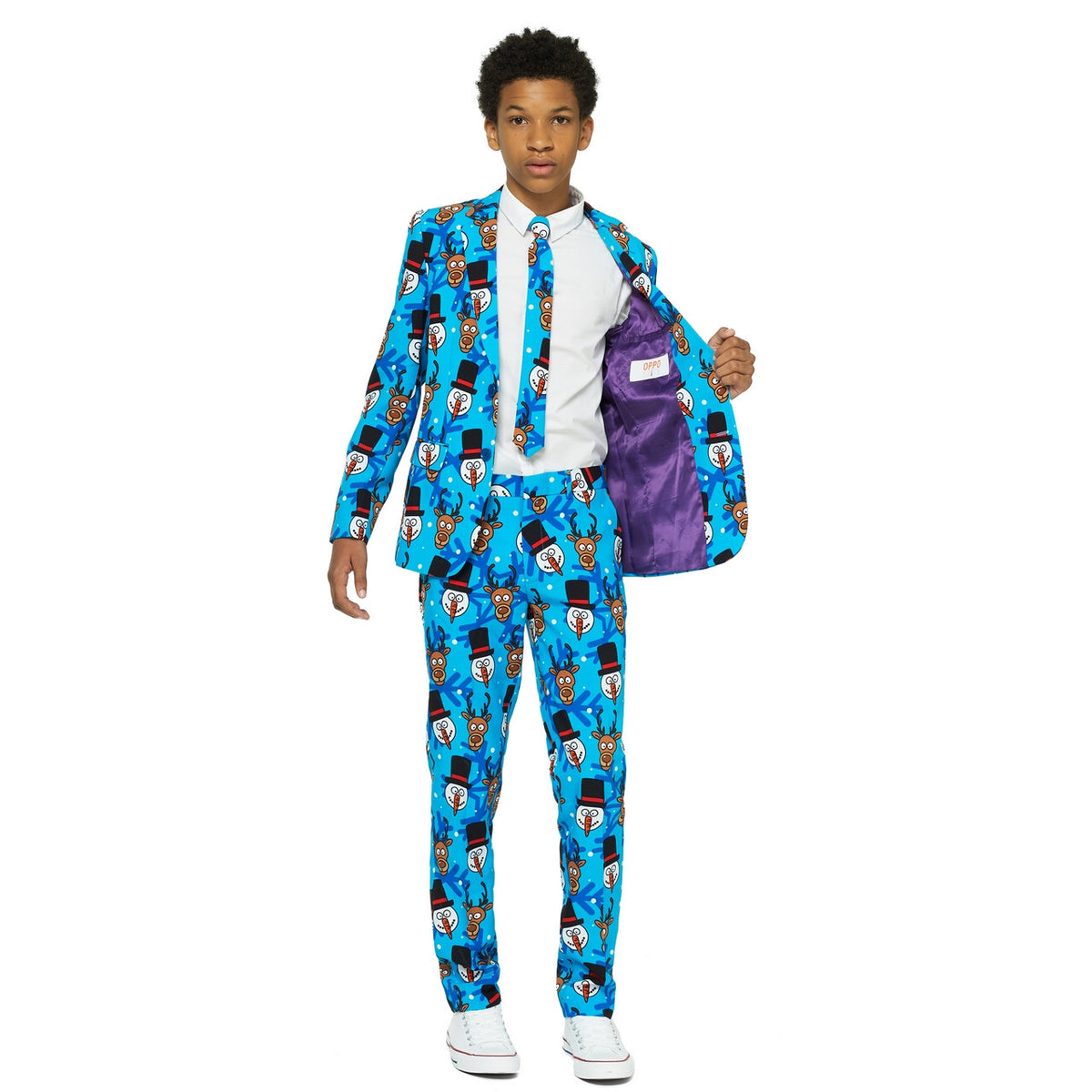 Op deze afbeelding zie je een Kostuums, van het merk Opposuits. Kerst Cartoon Winter Tiener Jongen Kostuum