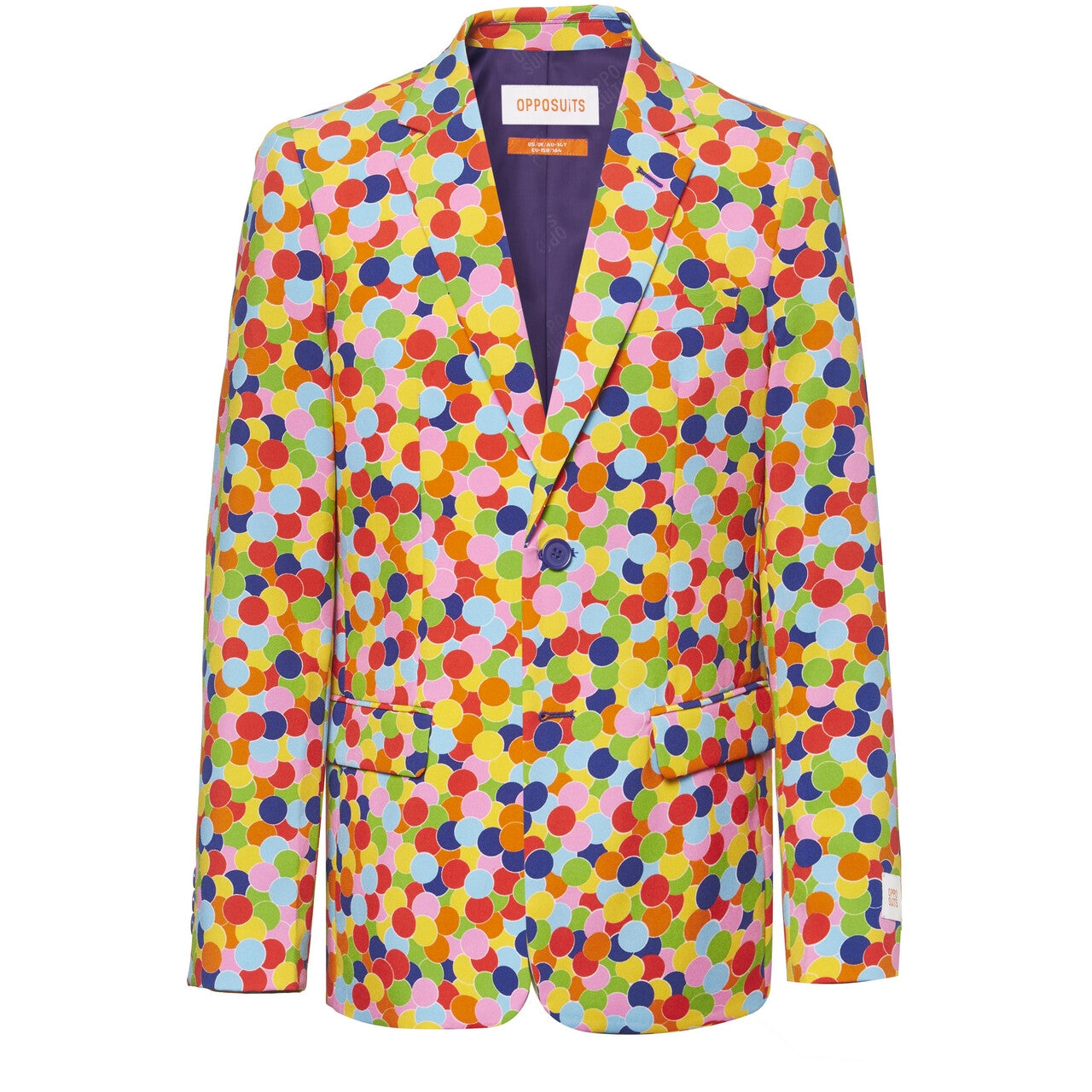 Op deze afbeelding zie je een Kostuums, van het merk Opposuits. Ontplofte Gekleurde Confetti Kanon Jongen Kostuum