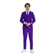 Op deze afbeelding zie je een Kostuums, van het merk Opposuits. Purple Prince Jongen Kostuum