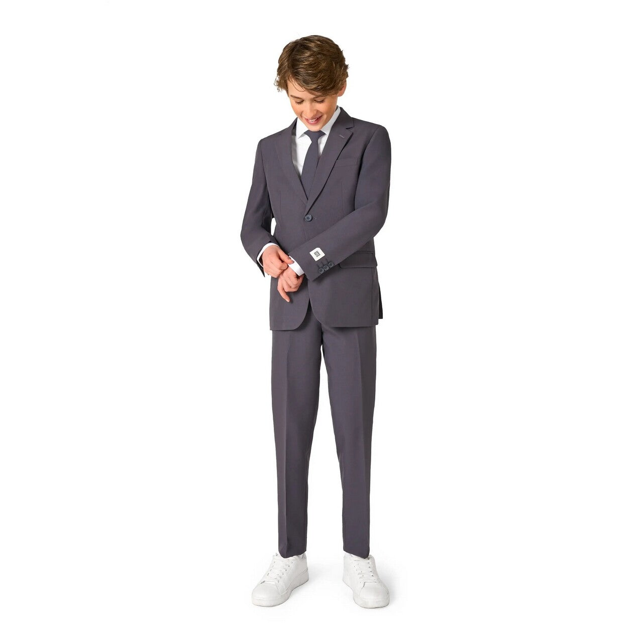 Op deze afbeelding zie je een Kostuums, van het merk Opposuits. Charcool Jongen Kostuum