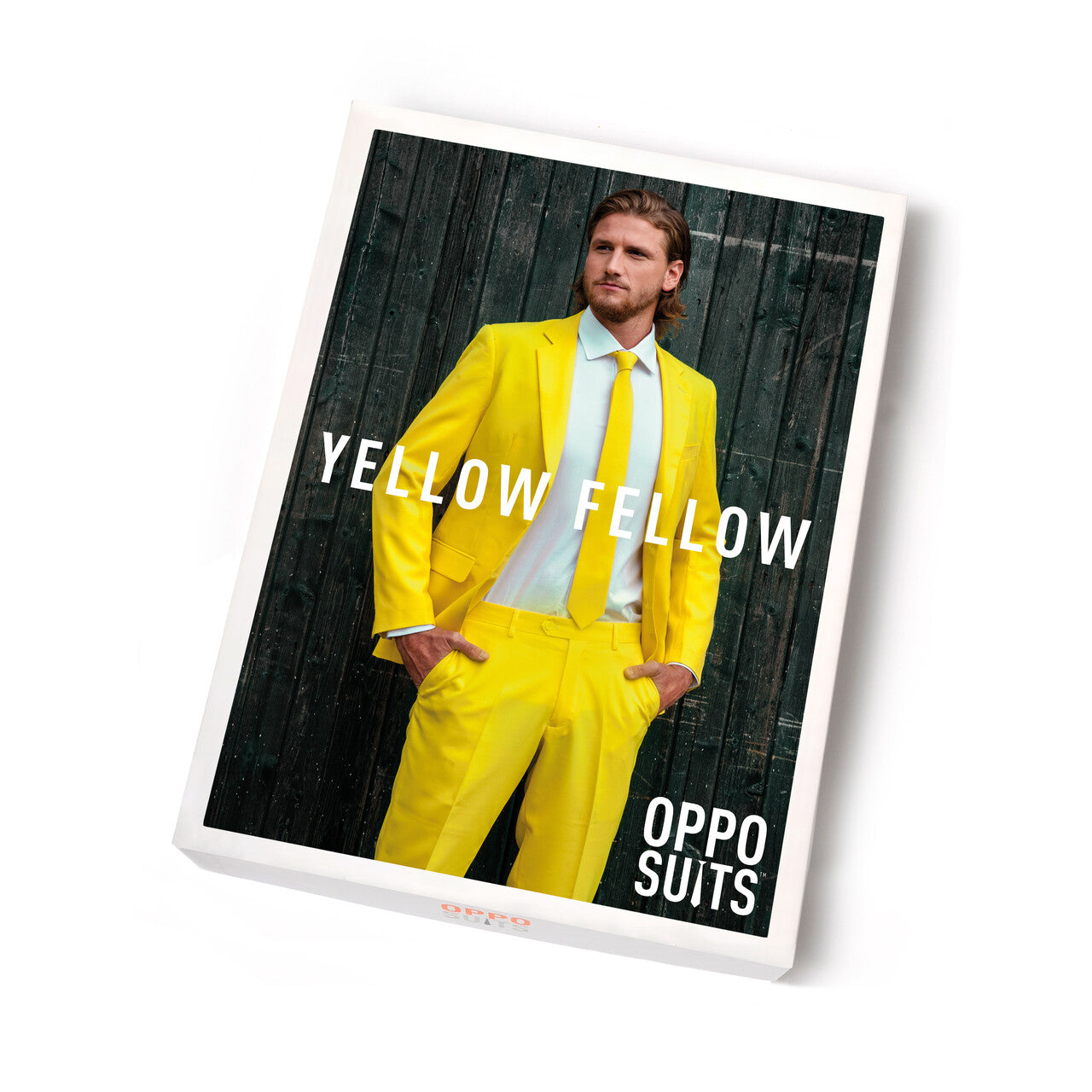 Op deze afbeelding zie je een Kostuums, van het merk Opposuits. Geel Yellow Fellow Opposuit Kostuum Man