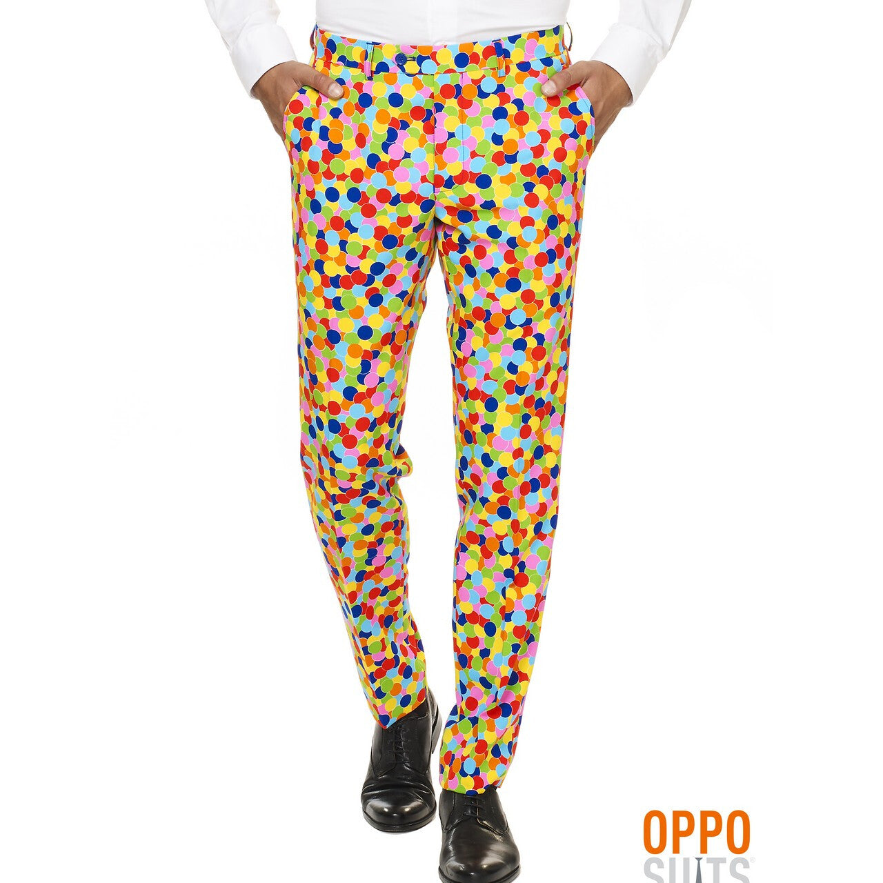 Op deze afbeelding zie je een Kostuums, van het merk Opposuits. Lekker Druk Confetteroni Opposuit Man Kostuum