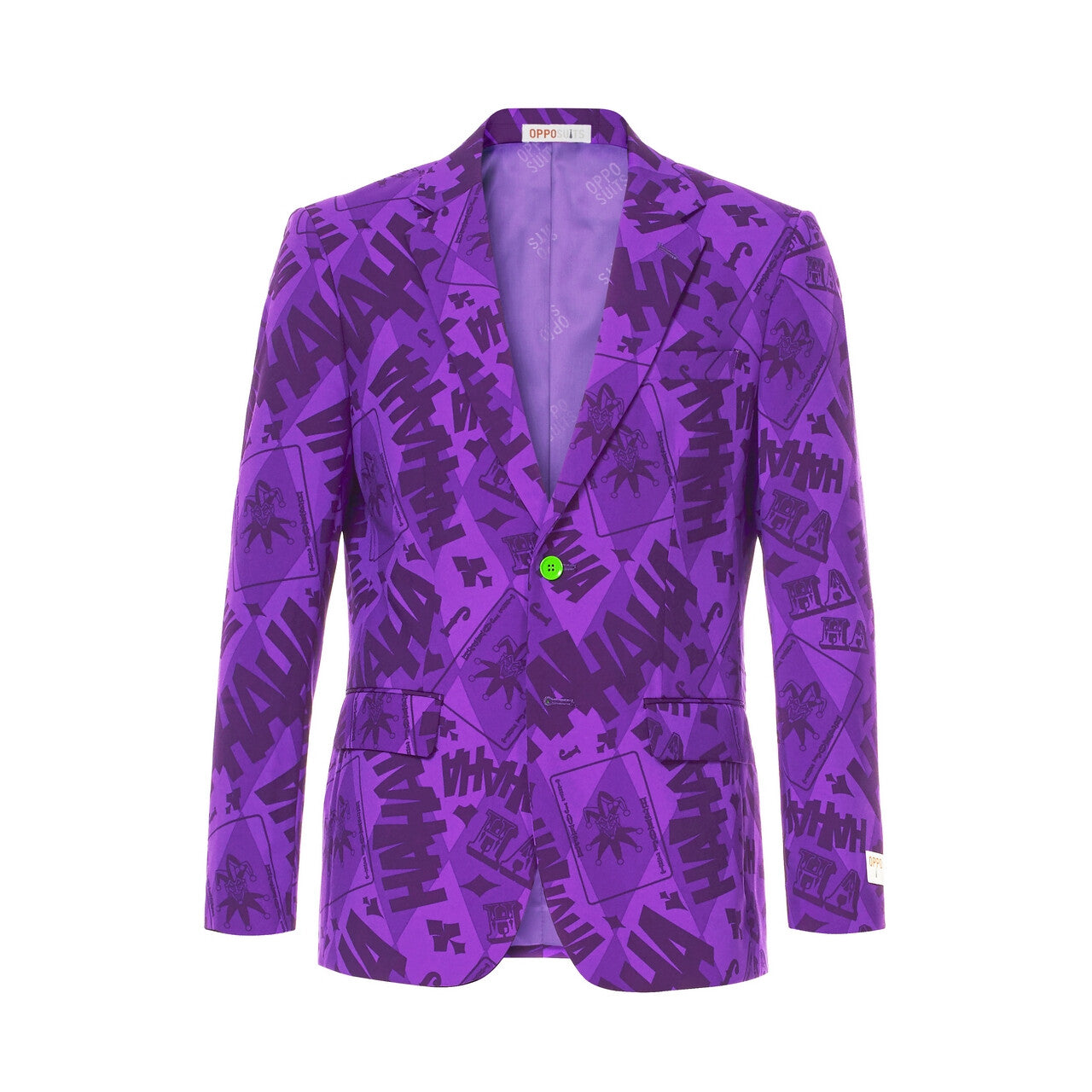 Op deze afbeelding zie je een Kostuums, van het merk Opposuits. Batman Joker™ Strip Lach Kostuum