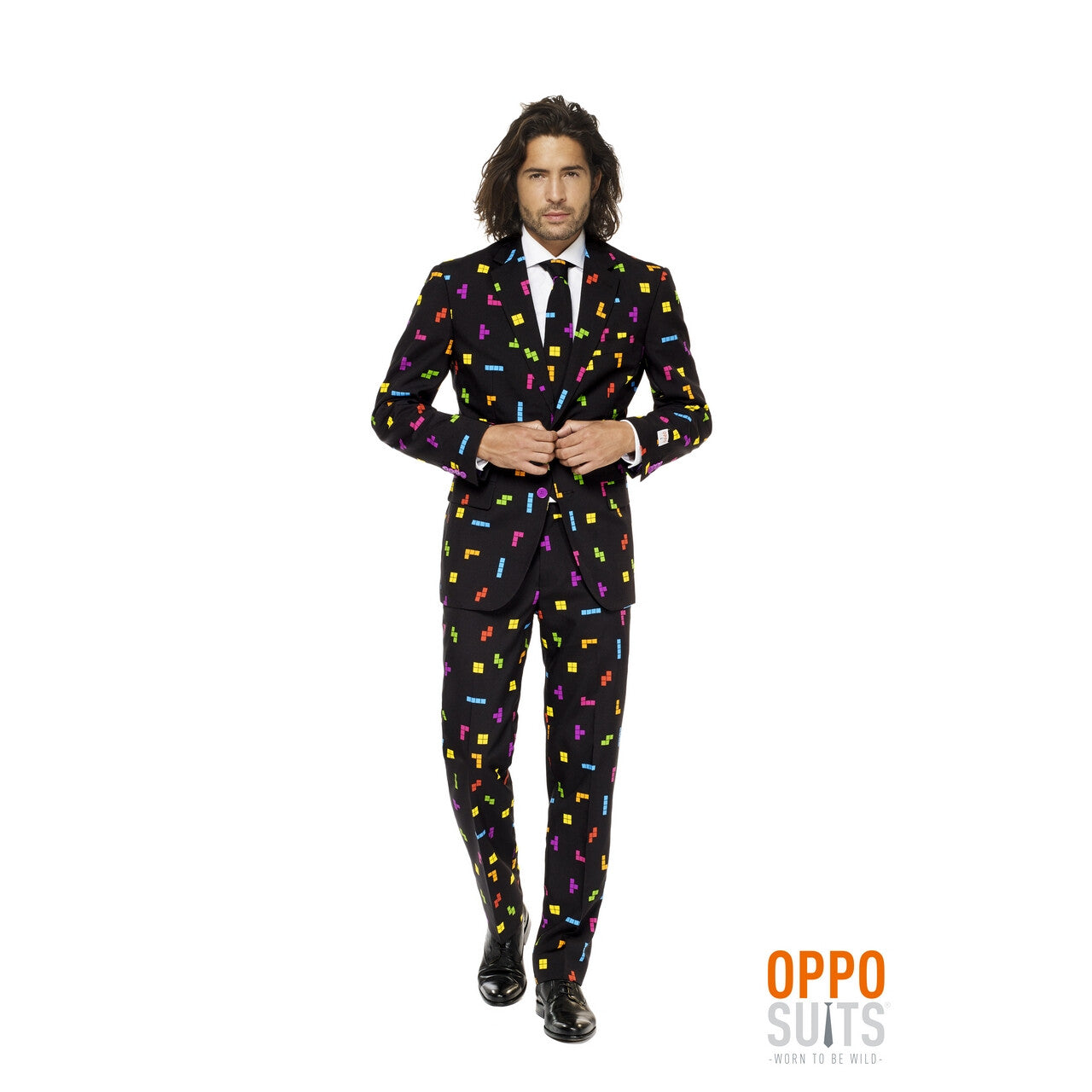 Op deze afbeelding zie je een Kostuums, van het merk Opposuits. Kleurig Tetris Blokken Computerspel Man Kostuum