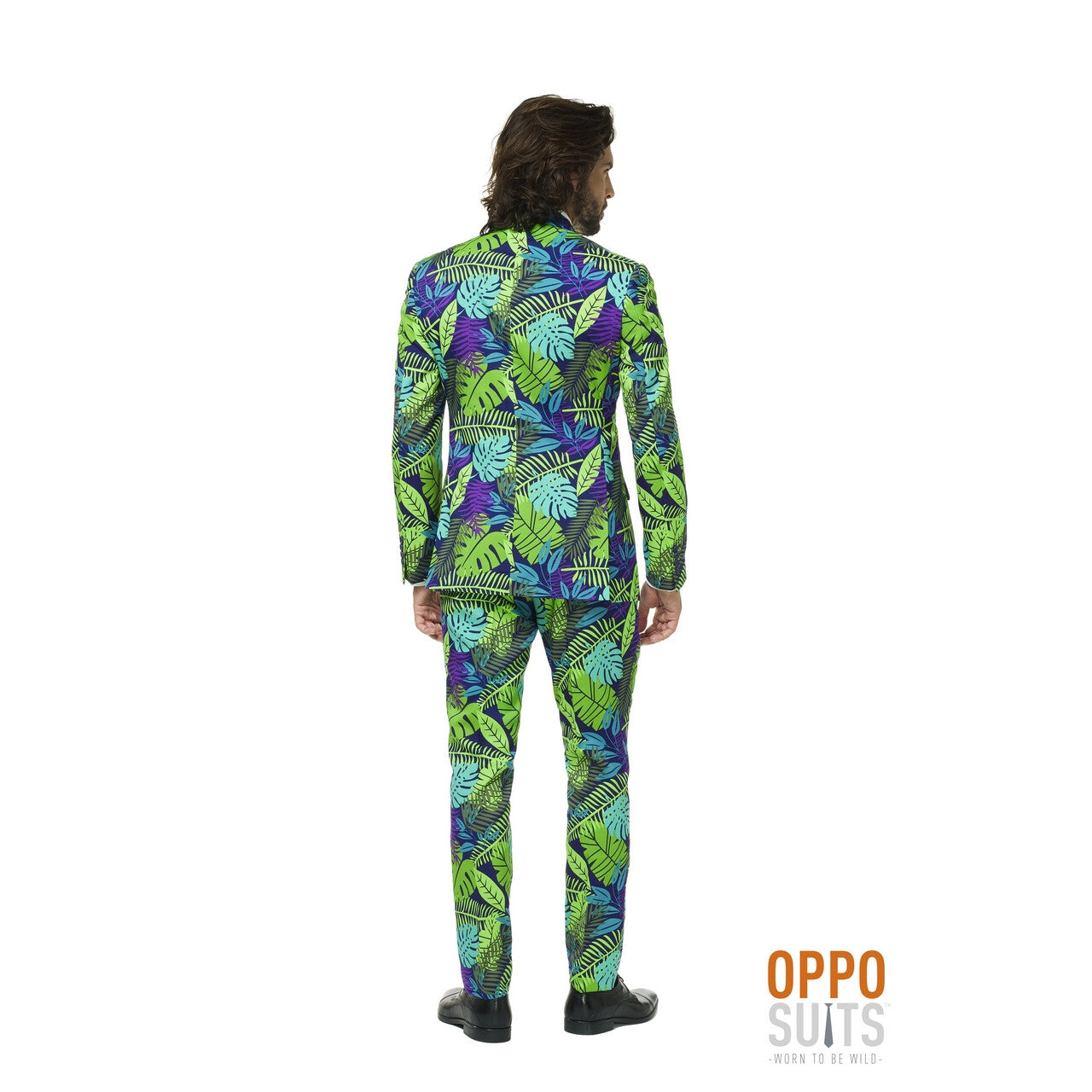 Op deze afbeelding zie je een Kostuums, van het merk Opposuits. Juicy Jungle Tropische Varens Man Kostuum