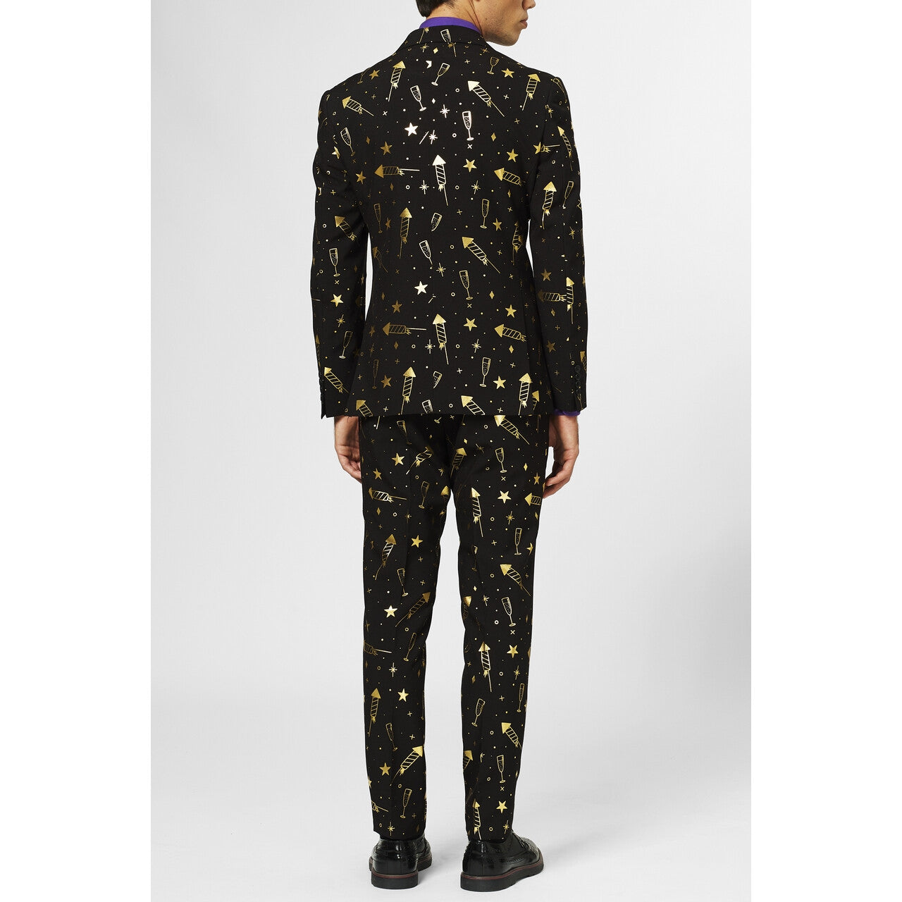 Op deze afbeelding zie je een Kostuums, van het merk Opposuits. Zwart Fancy Fireworks Oud En Nieuw Vuurwerk Kostuum Man