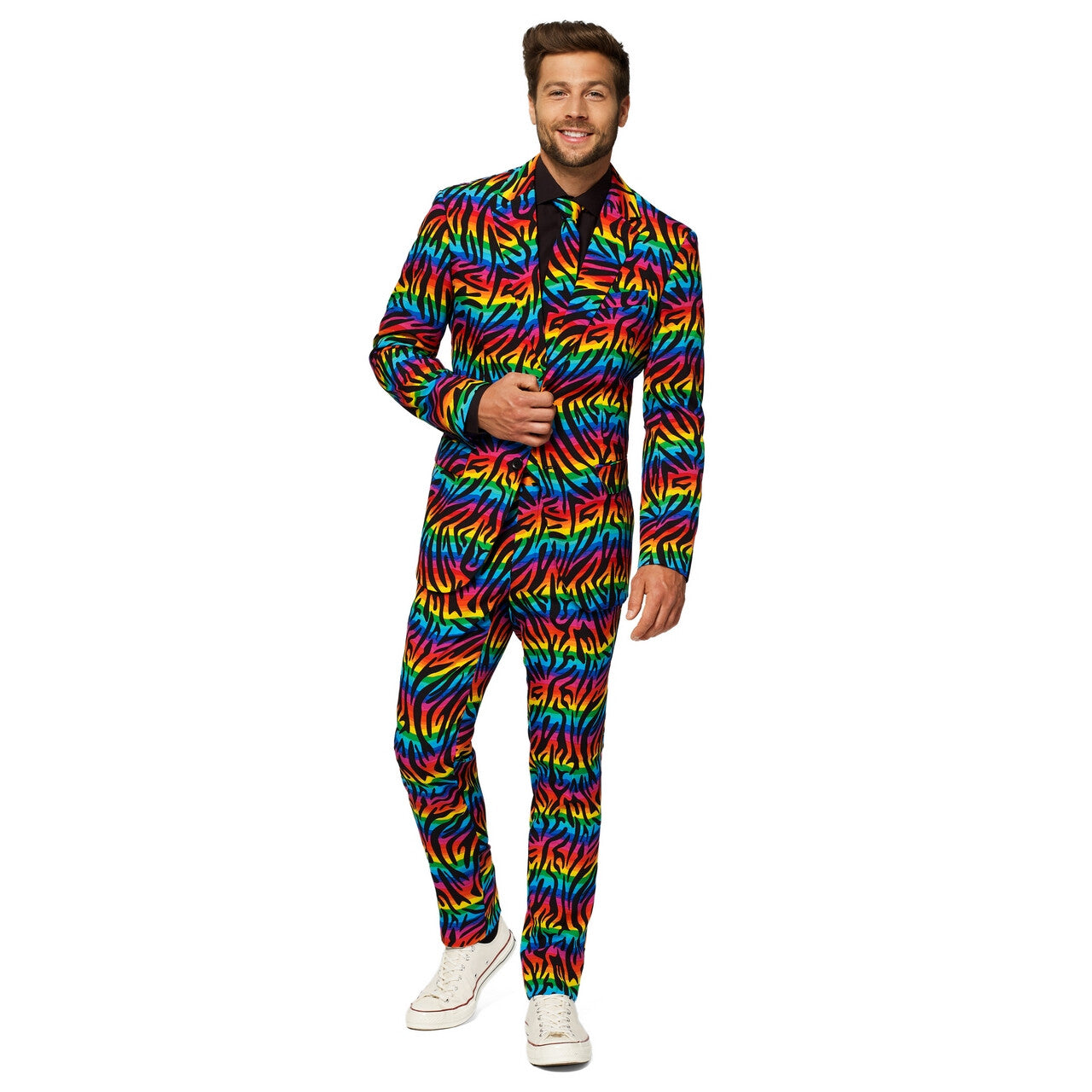 Op deze afbeelding zie je een Kostuums, van het merk Opposuits. Wild Rainbow Man Kostuum