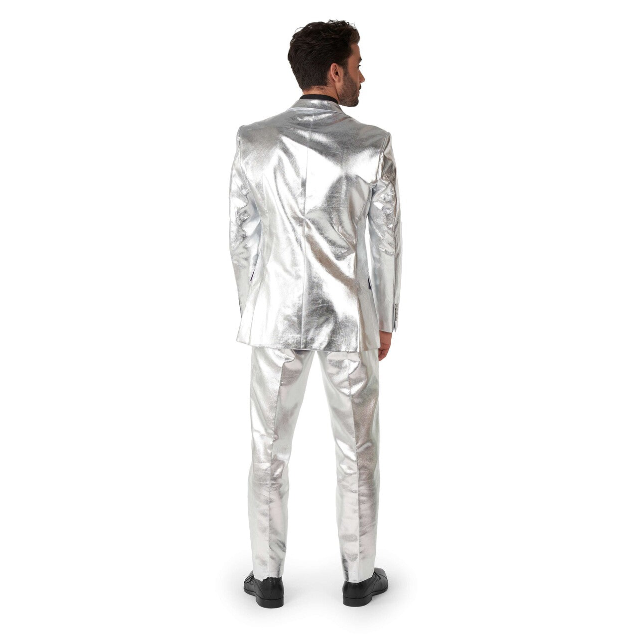 Op deze afbeelding zie je een Kostuums, van het merk Opposuits. Shiny Silver Man Kostuum