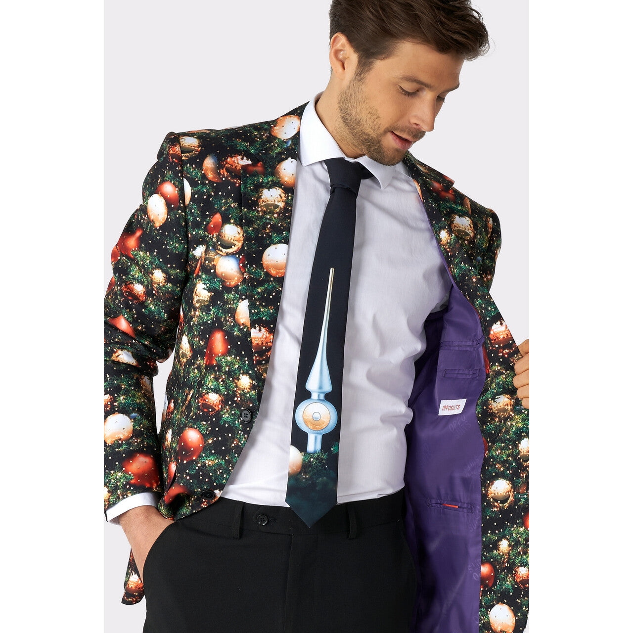 Op deze afbeelding zie je een Kostuums, van het merk Opposuits. Shine Pine Hang Out Your Balls Opposuit Man Kostuum