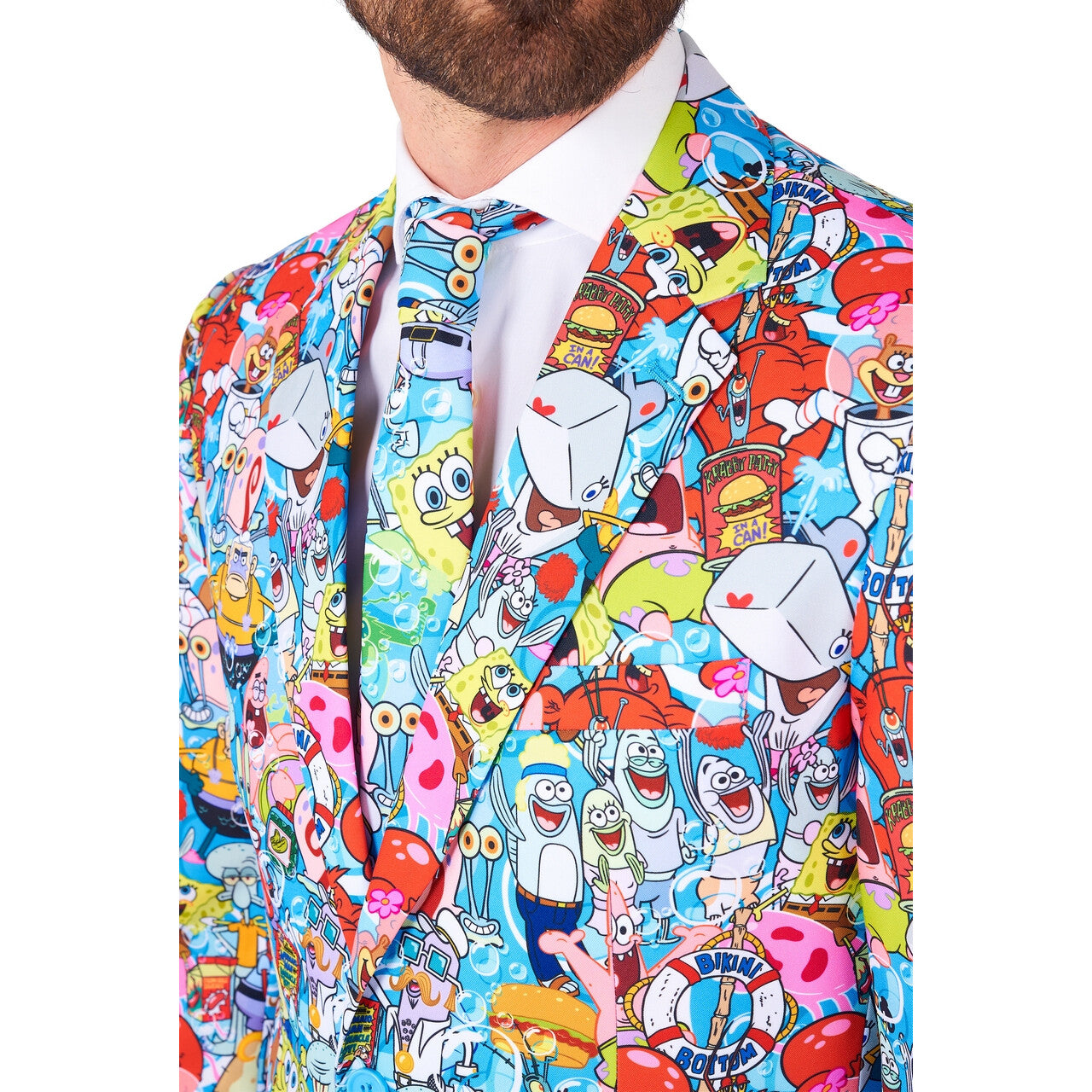 Op deze afbeelding zie je een Kostuums, van het merk Opposuits. Spongebob Whole Family Man Kostuum