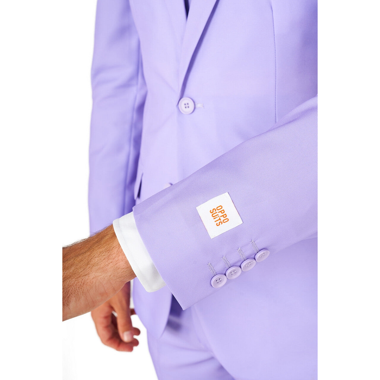 Op deze afbeelding zie je een Kostuums, van het merk Opposuits. Lichtpaars Lavish Lavender Man Kostuum