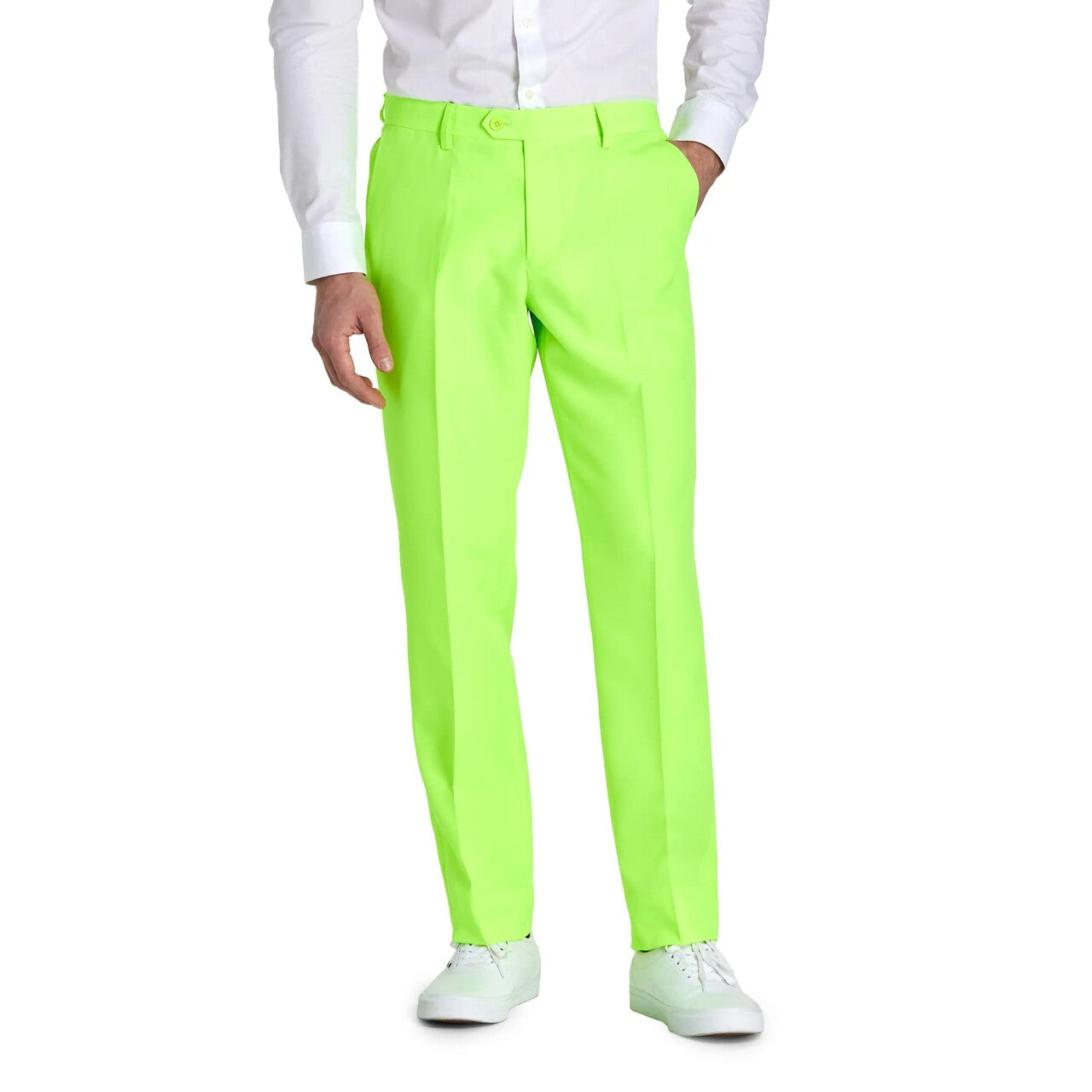 Op deze afbeelding zie je een Kostuums, van het merk Opposuits. Neon Lucky Lime Lucas Man Kostuum