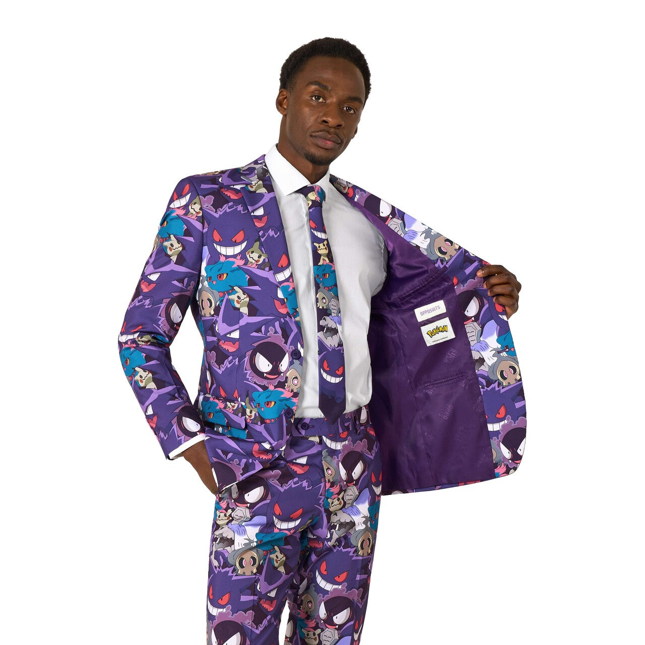 Op deze afbeelding zie je een Kostuums, van het merk Opposuits. Pokémon Ghost Types Man Kostuum