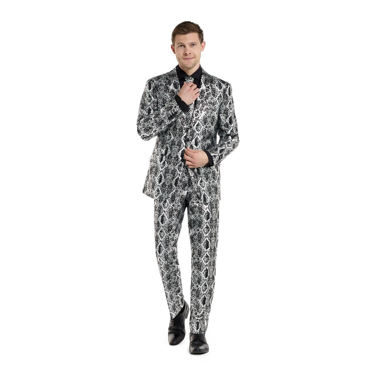 Op deze afbeelding zie je een Kostuums, van het merk Opposuits. Silver Snake Chique Man Kostuum