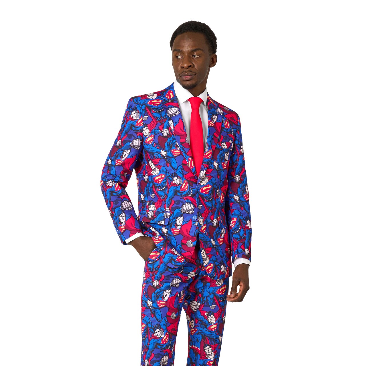Op deze afbeelding zie je een Kostuums, van het merk Opposuits. The Man Of Steel Kostuum