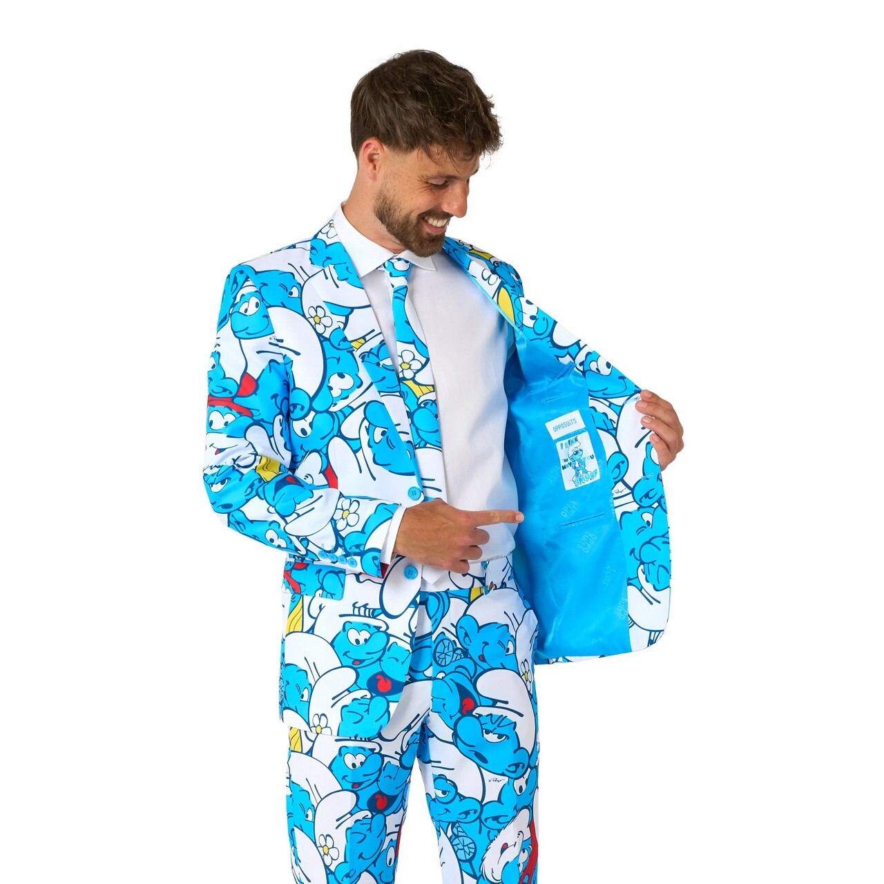 Op deze afbeelding zie je een Kostuums, van het merk Opposuits. The Smurfs Man Kostuum