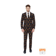 Op deze afbeelding zie je een Kostuums, van het merk Opposuits. Halloween Black-Jack-O Opposuit Man Kostuum