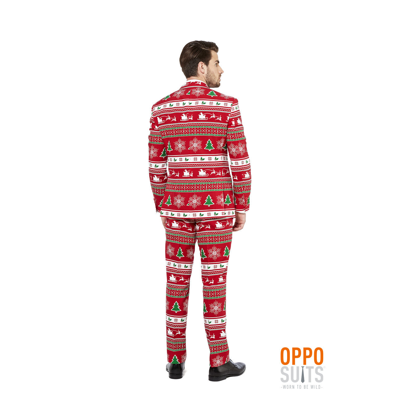 Op deze afbeelding zie je een Kostuums, van het merk Opposuits. Lekker Foute Rood Winter Wonderland Kerst Opposuit Man Kostuum