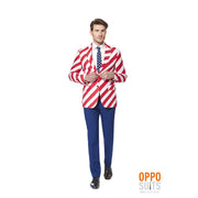Op deze afbeelding zie je een Kostuums, van het merk Opposuits. USA United Stripes Opposuit Man Kostuum