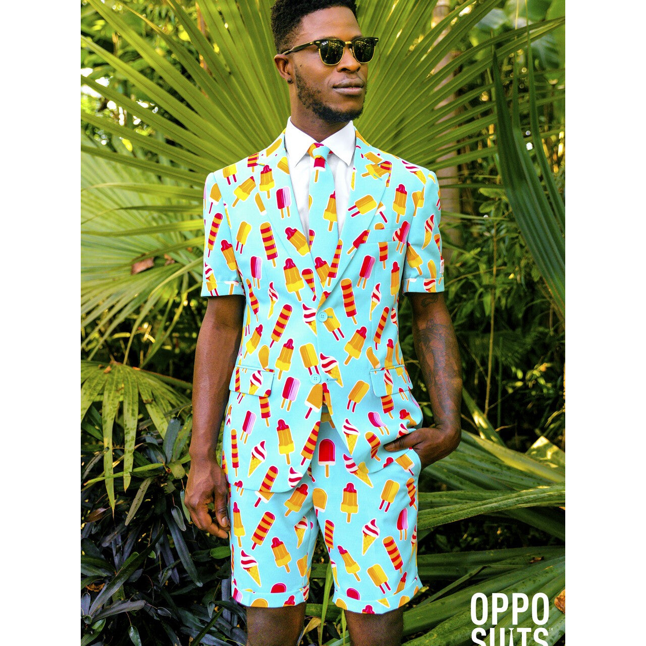 Op deze afbeelding zie je een Kostuums, van het merk Opposuits. Summer Iceman Raketjes Opposuit Kostuum