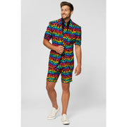 Op deze afbeelding zie je een Kostuums, van het merk Opposuits. Wild Rainbow Zomer Man Kostuum
