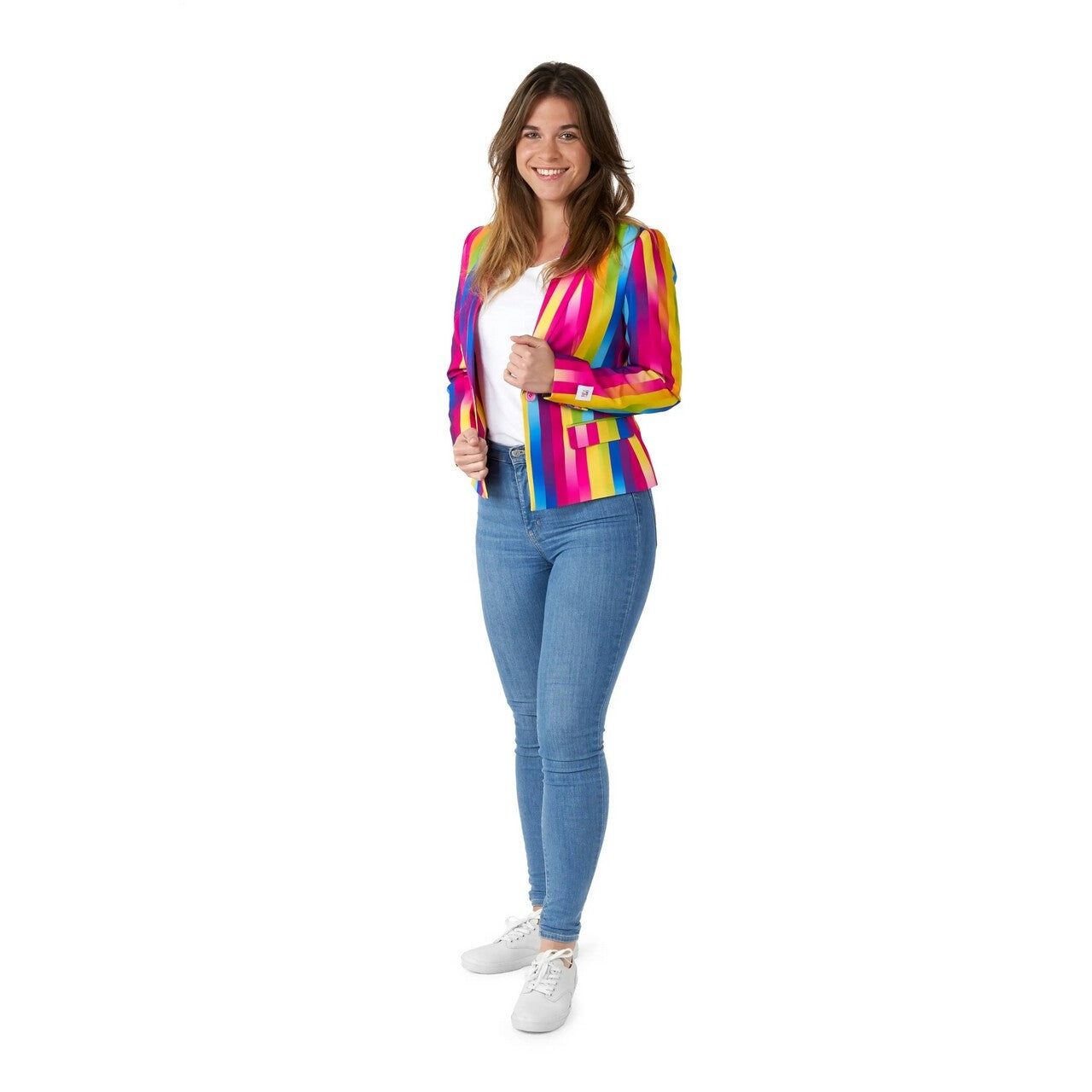 Op deze afbeelding zie je een Kostuums, van het merk Opposuits. Rainbow Glaze Korte Blazer Vrouw