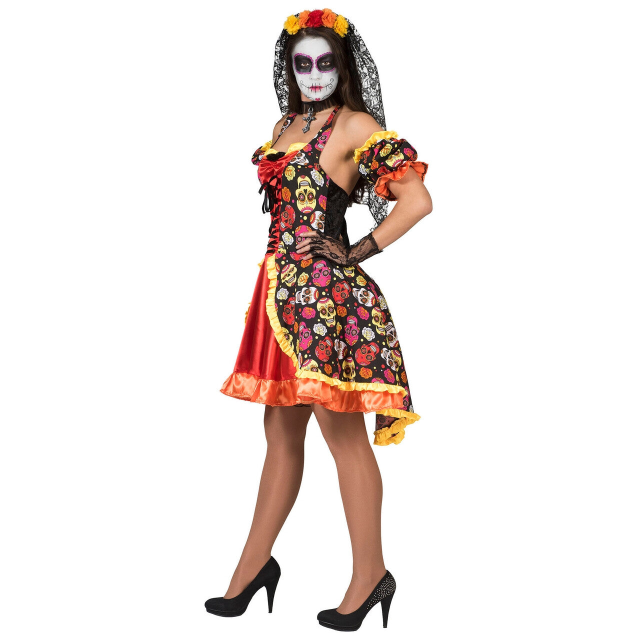 Op deze afbeelding zie je een Kostuums, van het merk Pierros. La Dia De Los Muertos Catrina Vrouw Kostuum