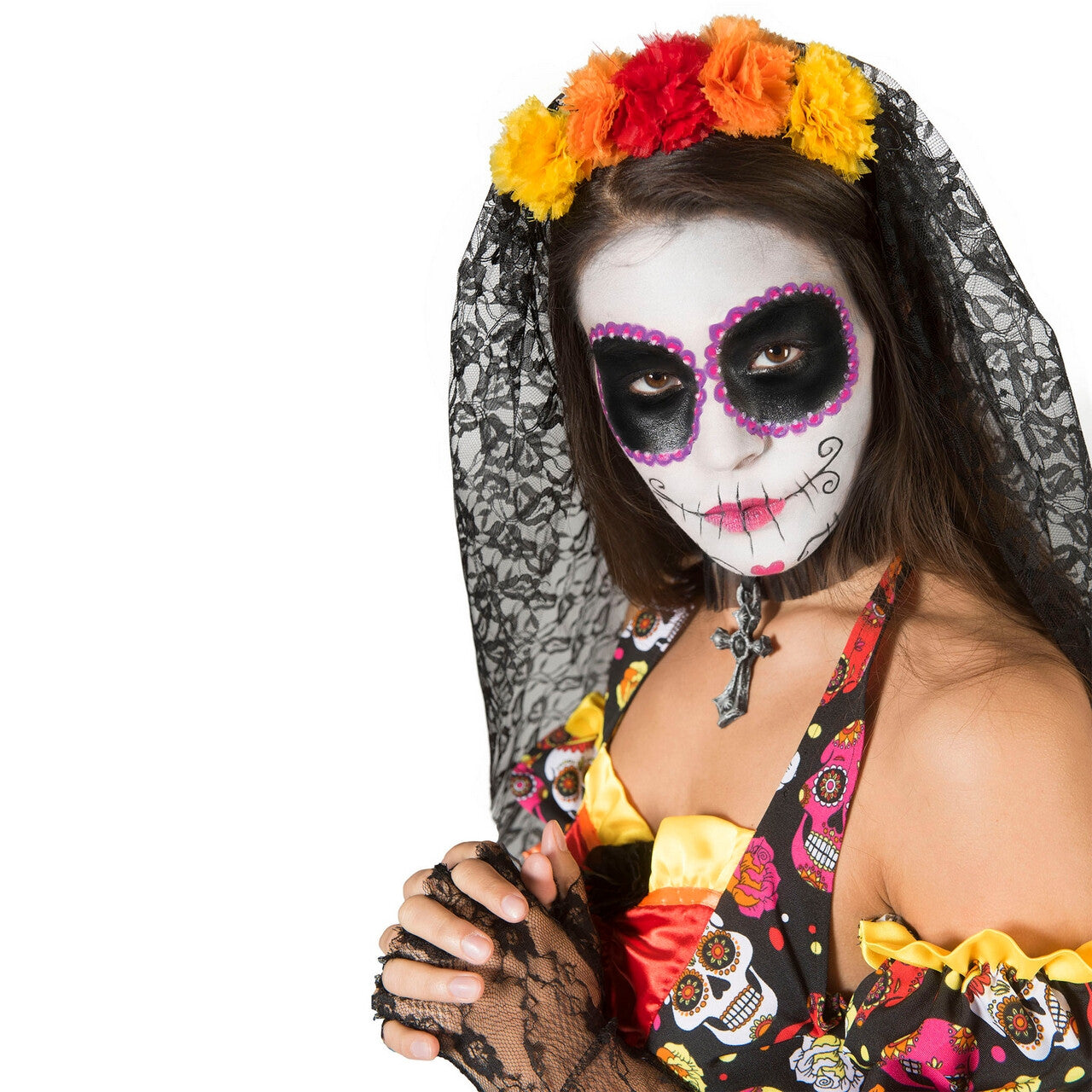 Op deze afbeelding zie je een Kostuums, van het merk Pierros. La Dia De Los Muertos Catrina Vrouw Kostuum