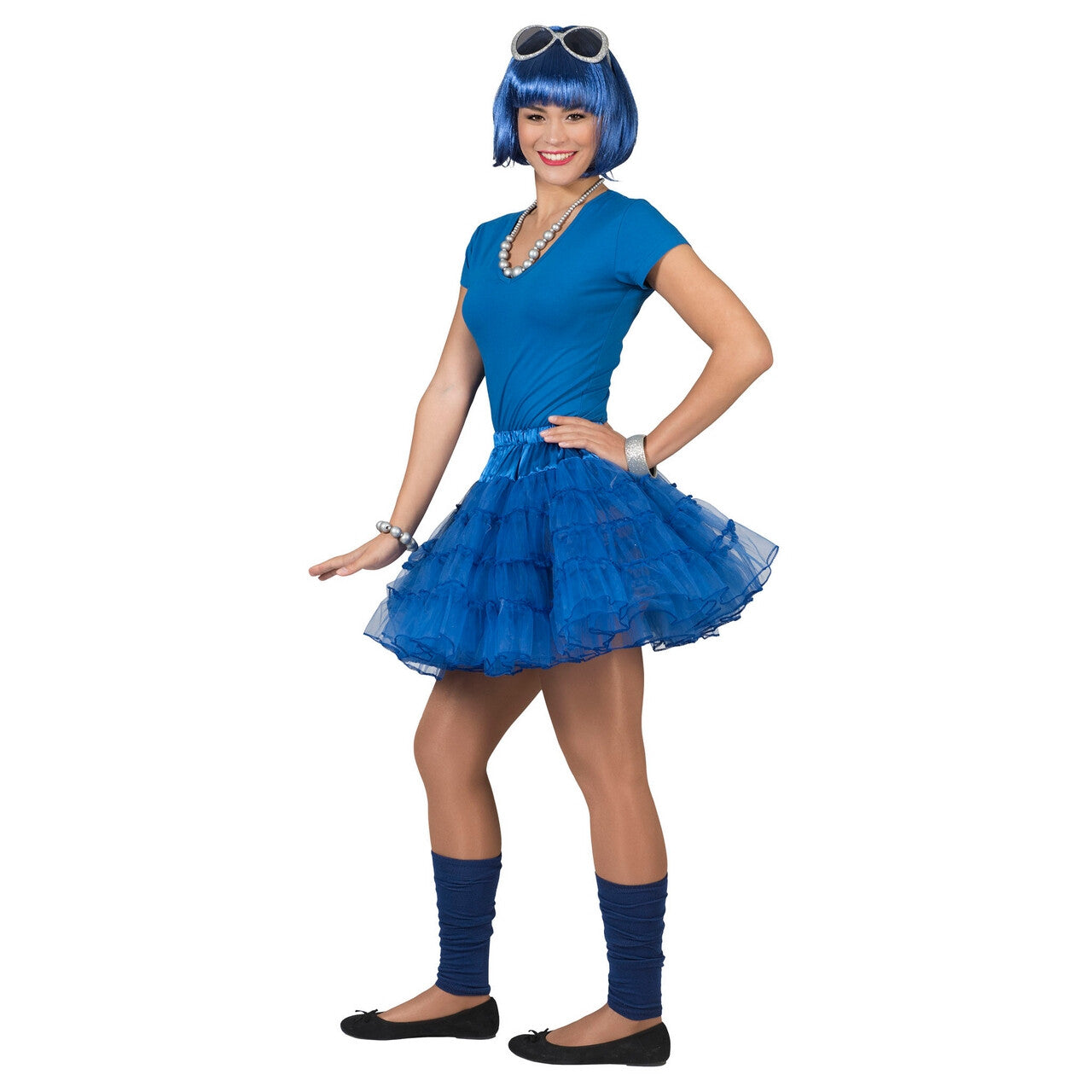 Op deze afbeelding zie je een Kostuums, van het merk Pierros. Fleurige Blauwe Petticoat Karina Vrouw Kostuum