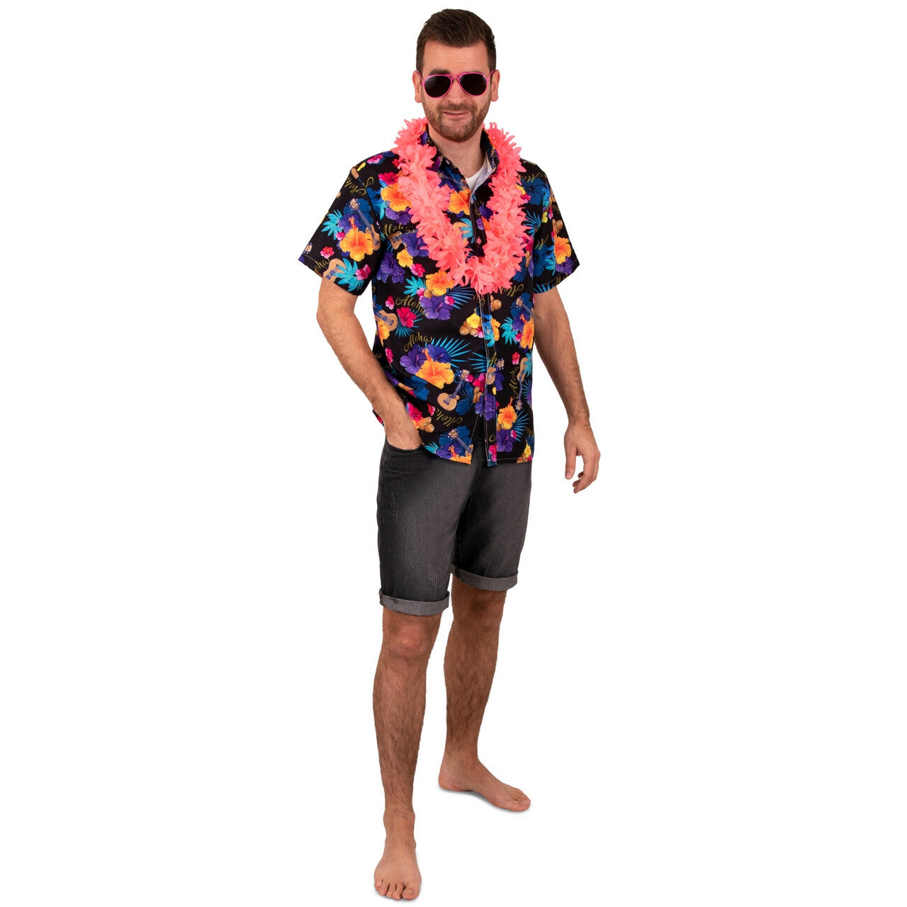 Op deze afbeelding zie je een Kostuums, van het merk PartyXplosion. Hawaii By Night Overhemd Zwart Man