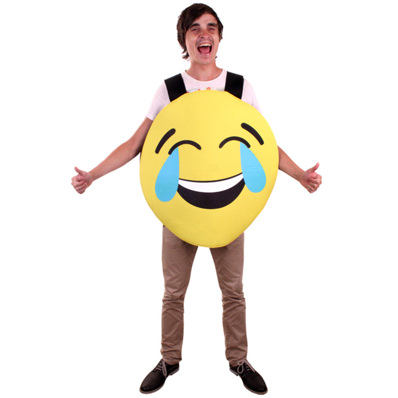 Op deze afbeelding zie je een Kostuums, van het merk PartyXplosion. Emoticon Smiley Kostuum Lach