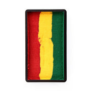 Op deze afbeelding zie je een Accessoires, van het merk PartyXplosion. Splitcake Block Schmink Rood Geel Groen 28 Gram