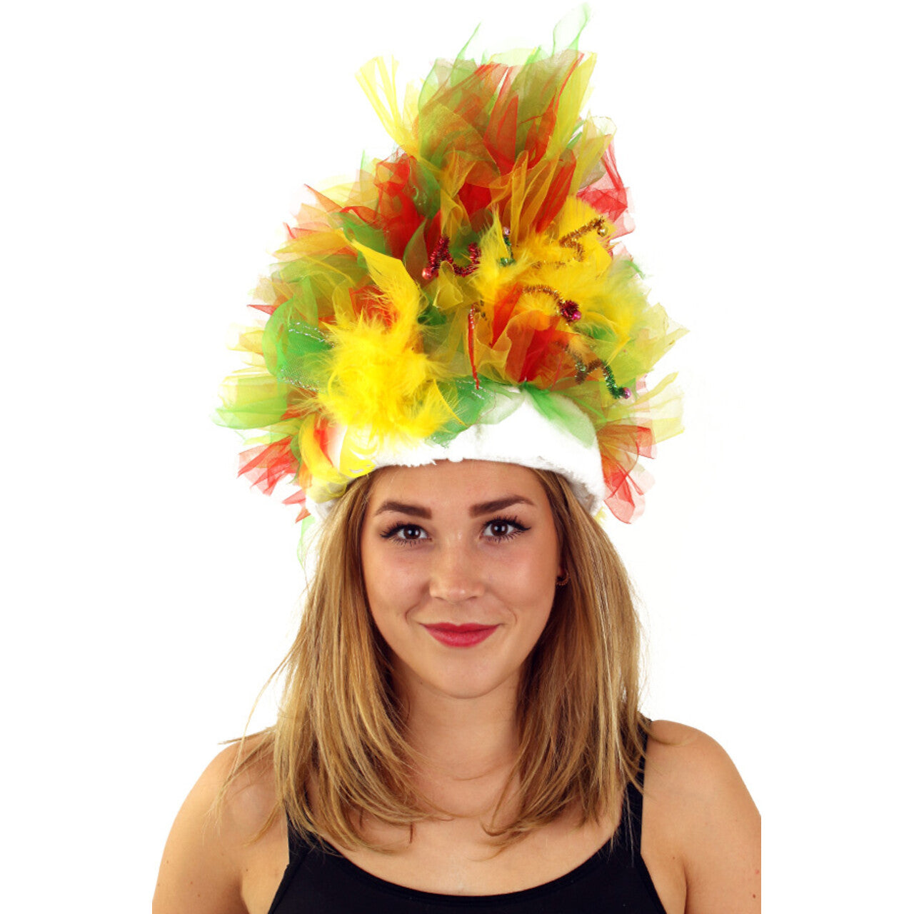 Op deze afbeelding zie je een Accessoires, van het merk PartyXplosion. Hoed Rood Geel Groen Bont Opgemaakt