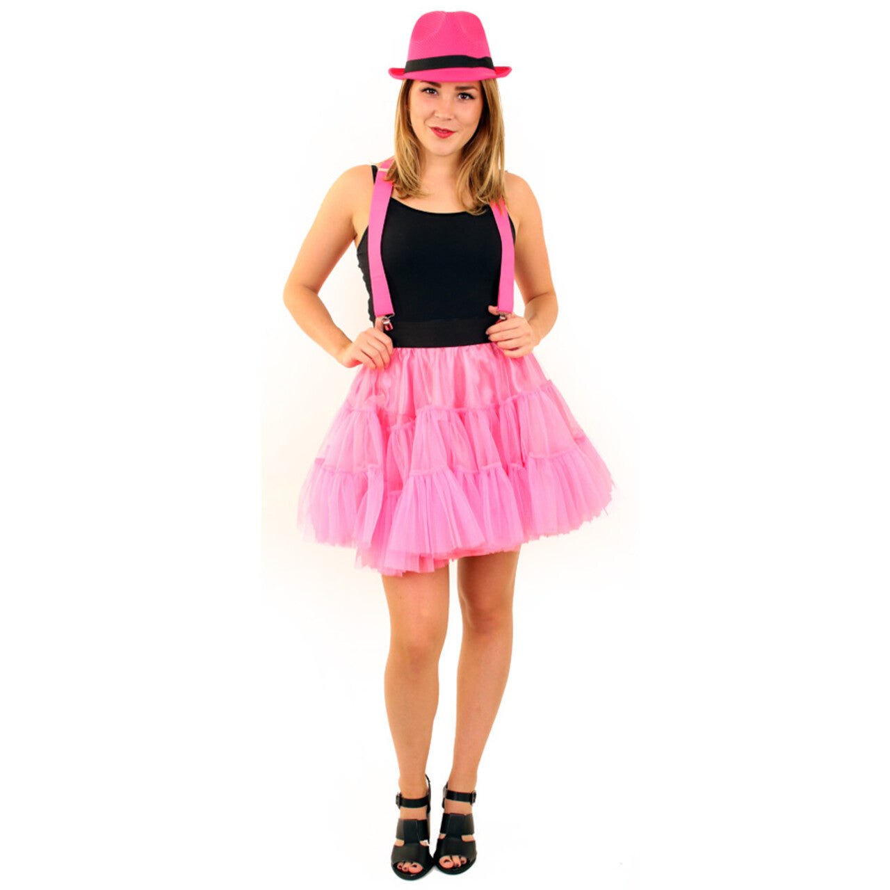 Op deze afbeelding zie je een Kostuums, van het merk PartyXplosion. Rock And Roll Petticoat 3 Lagen Roze Vrouw