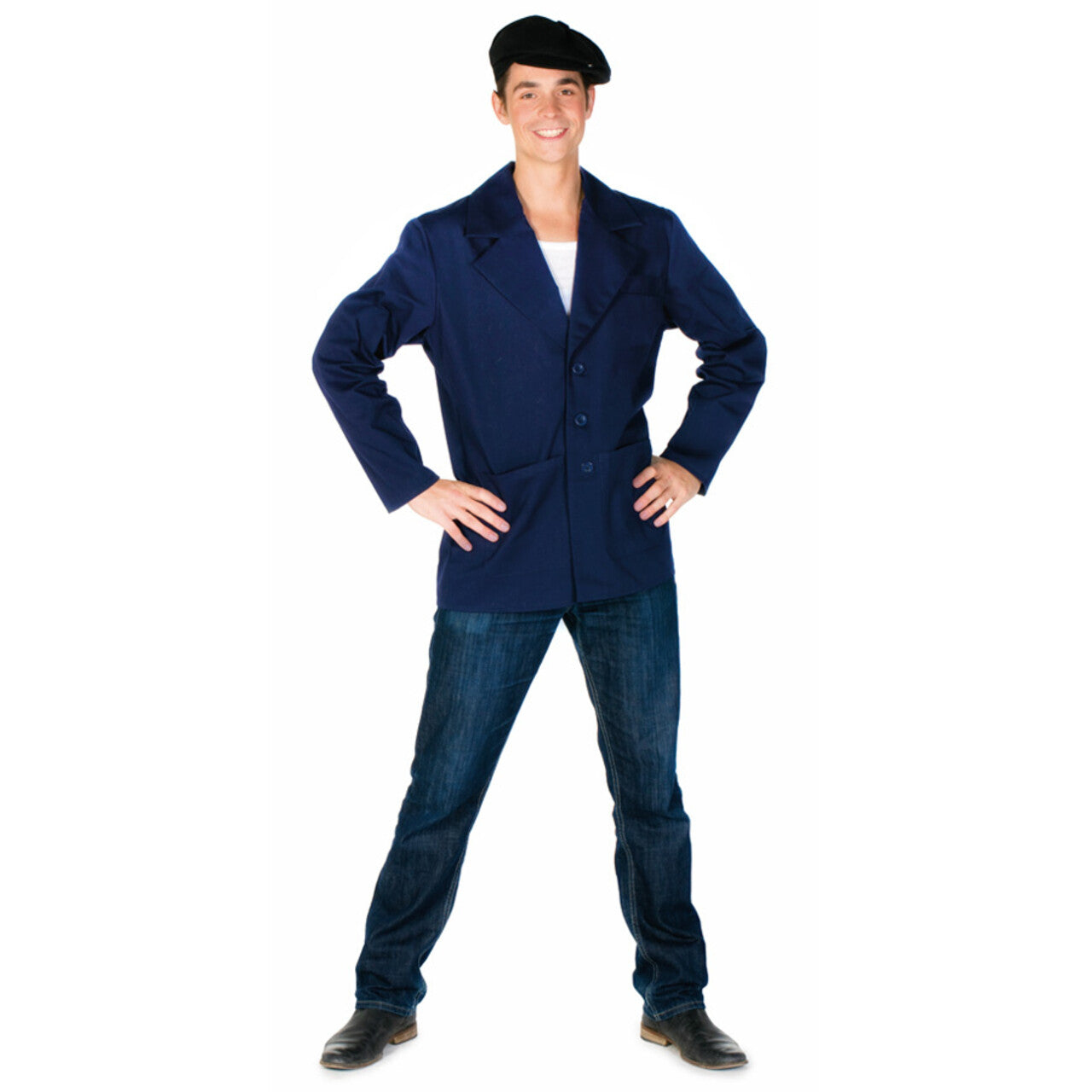 Op deze afbeelding zie je een Kostuums, van het merk PartyXplosion. Boeren Jas Platteland Blauw Man