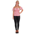 Tiroler Blouse Helga Rood Wit Geblokt Vrouw