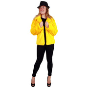 Op deze afbeelding zie je een Kostuums, van het merk PartyXplosion. Knalgele Bontjas Vrolijk Feest Vrouw