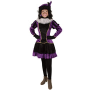 Op deze afbeelding zie je een Kostuums, van het merk PartyXplosion. Piet Jurkje Met Petticoat Paars Pietenjurk Vrouw