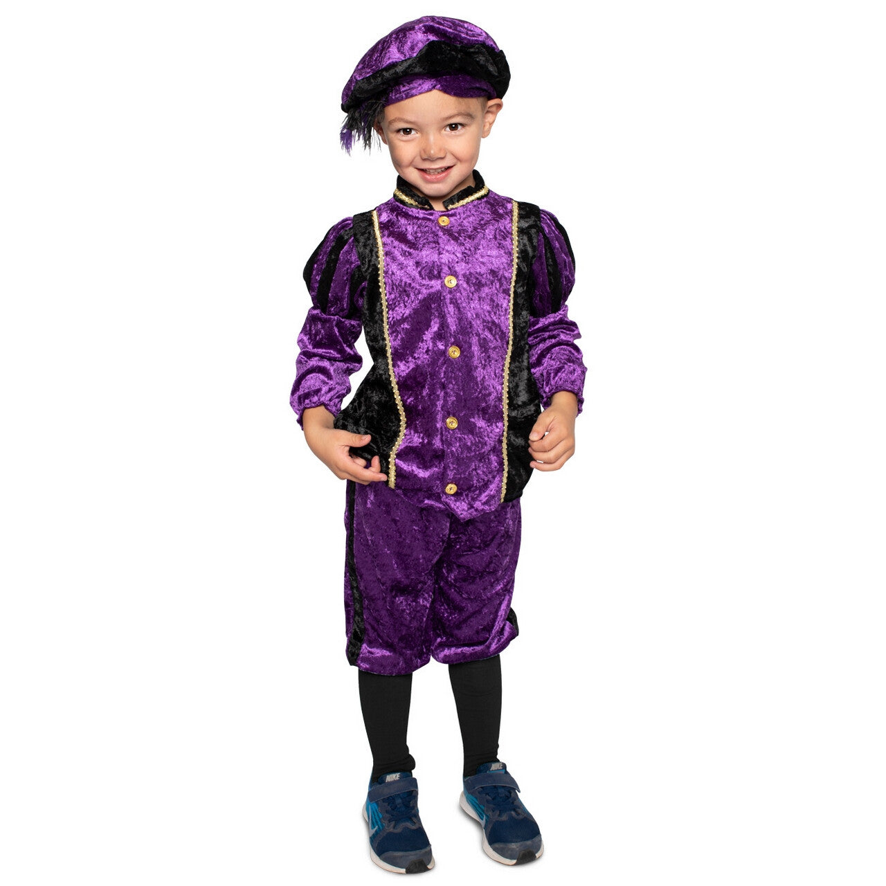 Op deze afbeelding zie je een Kostuums, van het merk PartyXplosion. Lief Paars Pietje Kind Kind Kostuum
